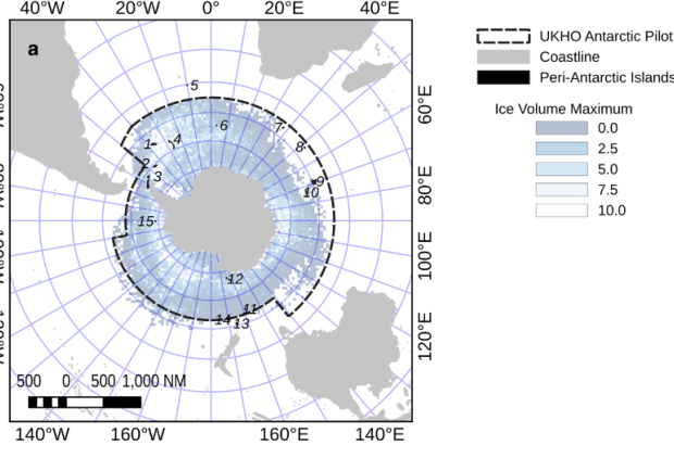Iceberg volume and extent database, from altimeters (Tournadre and others, 2021)